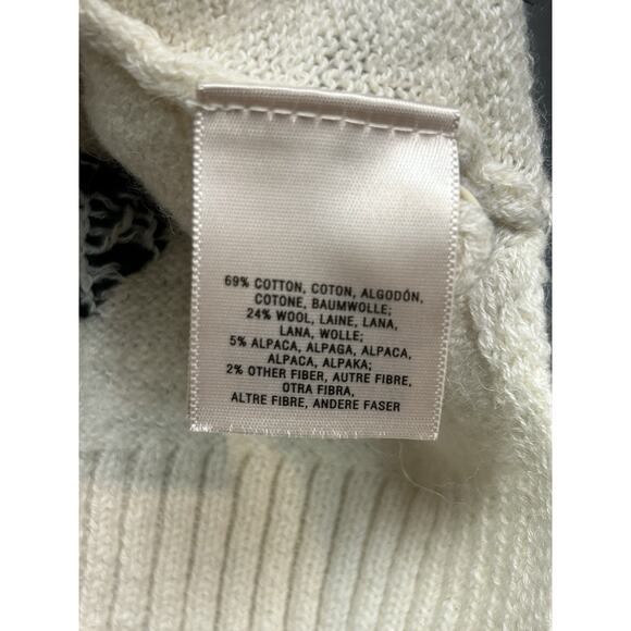 Moth Heart Intarsia Cardigan Sweater Womens Medium Alpaca Cream Black Button - Picture 6 of 8